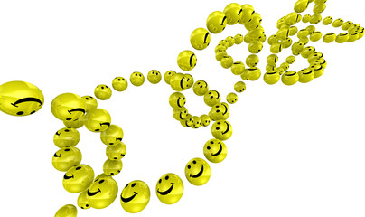 Весёлые смайлики образуют цепь © waldemarus