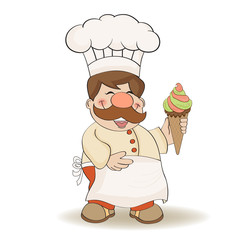 funny chef with icecream