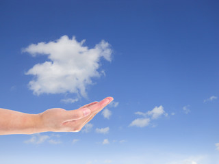 cloud computing concept. hand of man hold a cloud