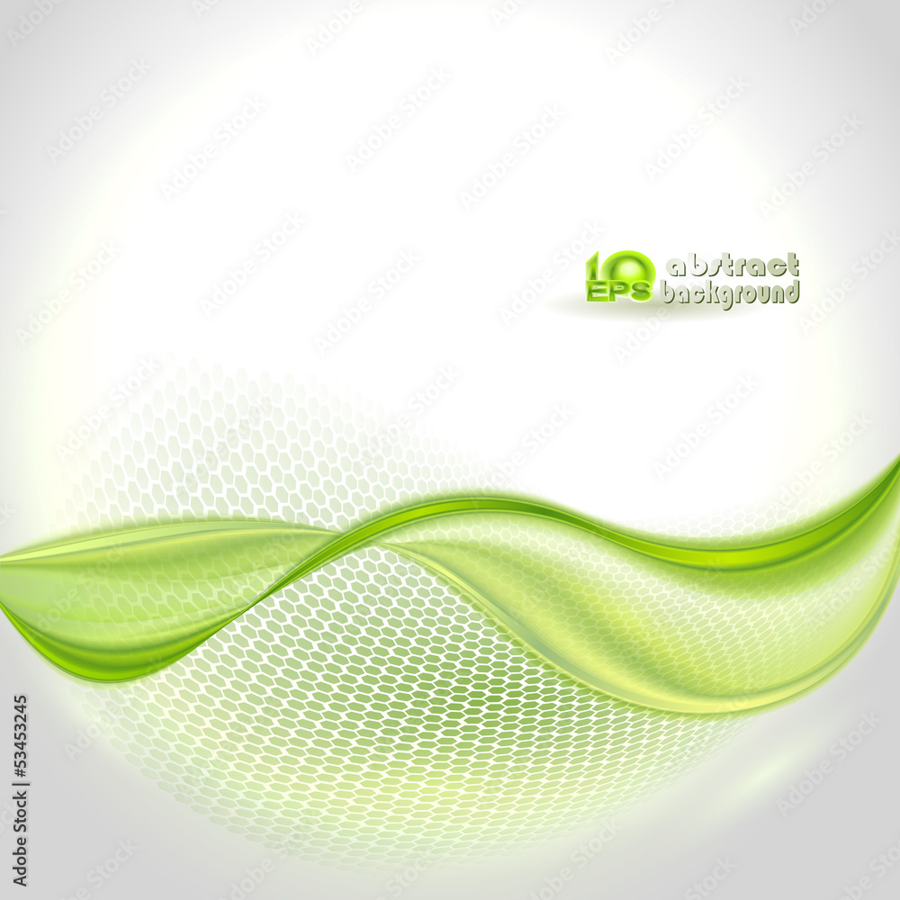 Fototapete Abstract gray waving background with green element