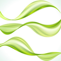 Naklejka premium Set of abstract green wave