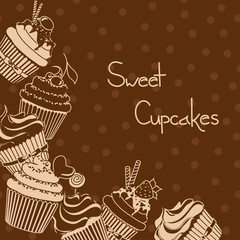Background with sweet cupcakes