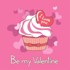 Card for Valentine's day with cupcake