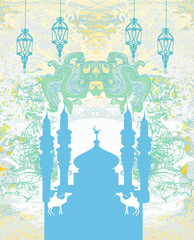 artistic pattern background with mosque