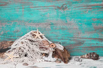 Sommer, Sonne, Strand und Meer in Türkis - Hintergrund Holz © Lifeisbeautiful