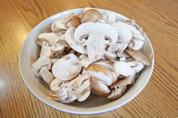 Bowl of Sliced Mushrooms