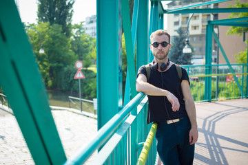 Fototapeta premium hipster modern stylish blonde man