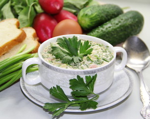 Russian cold soup - okroshka