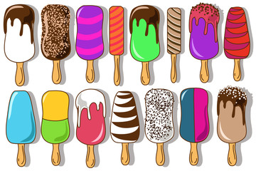 Set of isolated icons of ice cream