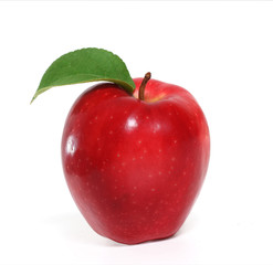 red apple with leaf