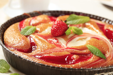 Cheese and strawberry sponge cake