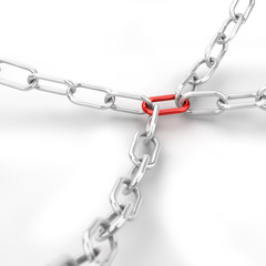 Obraz premium Chain with red joining link