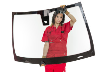 Glasser with windscreen or windshield and white background