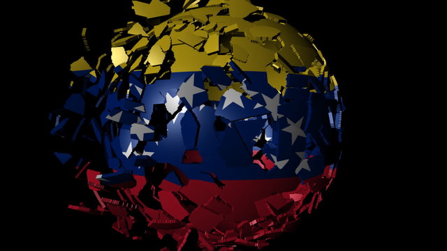 Venezuela flag sphere combining and breaking apart animation