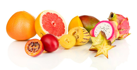 Composition of exotic fruits isolated on white
