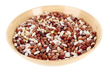 Beans in bowl isolated on white
