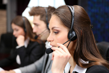 Call center operators at work.