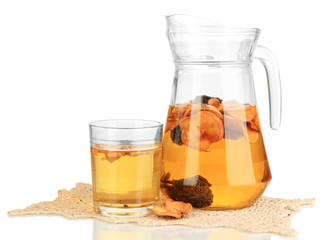 Compote of dried fruits isolated on white