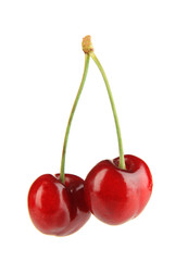 Ripe red cherry berries isolated on white