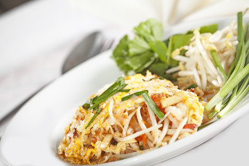 Pad Thai, fried noodle mixed with shrimp and beansprout