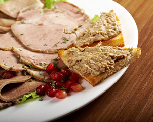 Beautiful sliced meat arrangement