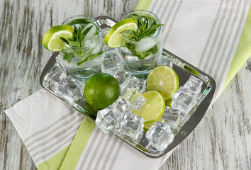 Glasses of cocktail with ice