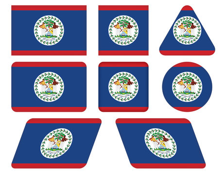 set of buttons with flag of Belize