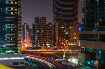 Fototapeta premium Nightlife in Dubai Marina. UAE. November 12, 2012