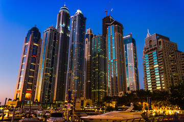 Nightlife in Dubai Marina. UAE. November 16, 2012
