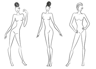 The sketch of women in different poses