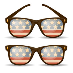 Set of sunglasses. American flag. Vector illustration