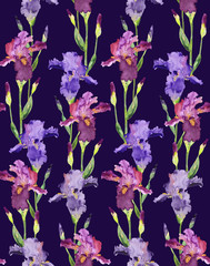 Irises Seamless Pattern