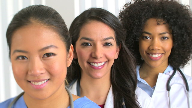 Three multiethnic doctors