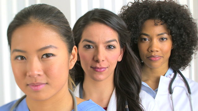 Three multiethnic doctors