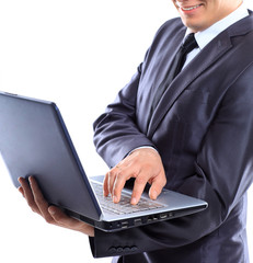 Businessman with a laptop.