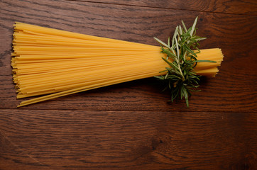 Spaghetti on a wooden table