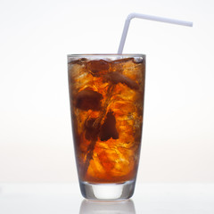Sweet longan cold drink juice with ice in glass isolated