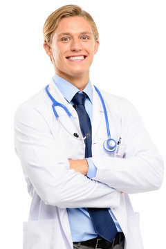 Trusted young Doctor isolated on white background