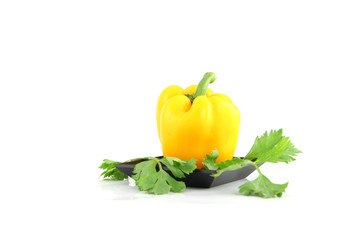Bell pepper and Coriander in the dish.