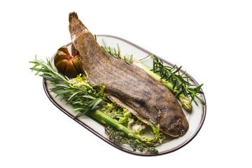 Fish Dover sole roasted