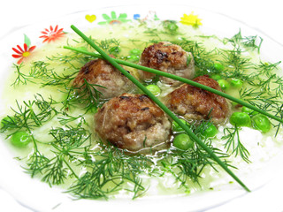 vegetable soup with meat and pea