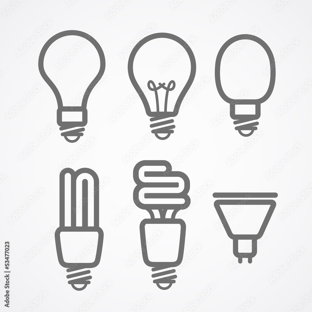 Fototapete Light lamps icon collection