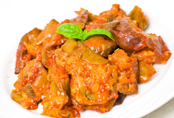 roasted eggplant with tomatoes and celery