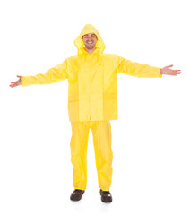 Man Wearing Raincoat