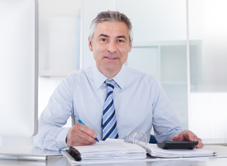 Mature Businessman At Work