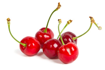 cherries over white background