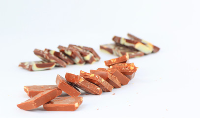 chocolate bars isolated on white background