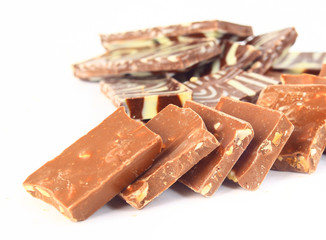 chocolate bars isolated on white background
