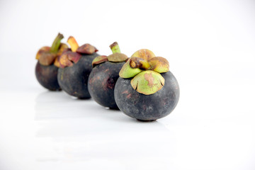The Mangosteen on white Background.