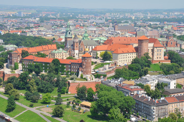 Wawel Castle, Vistula river and bridge in Krakow, Poland